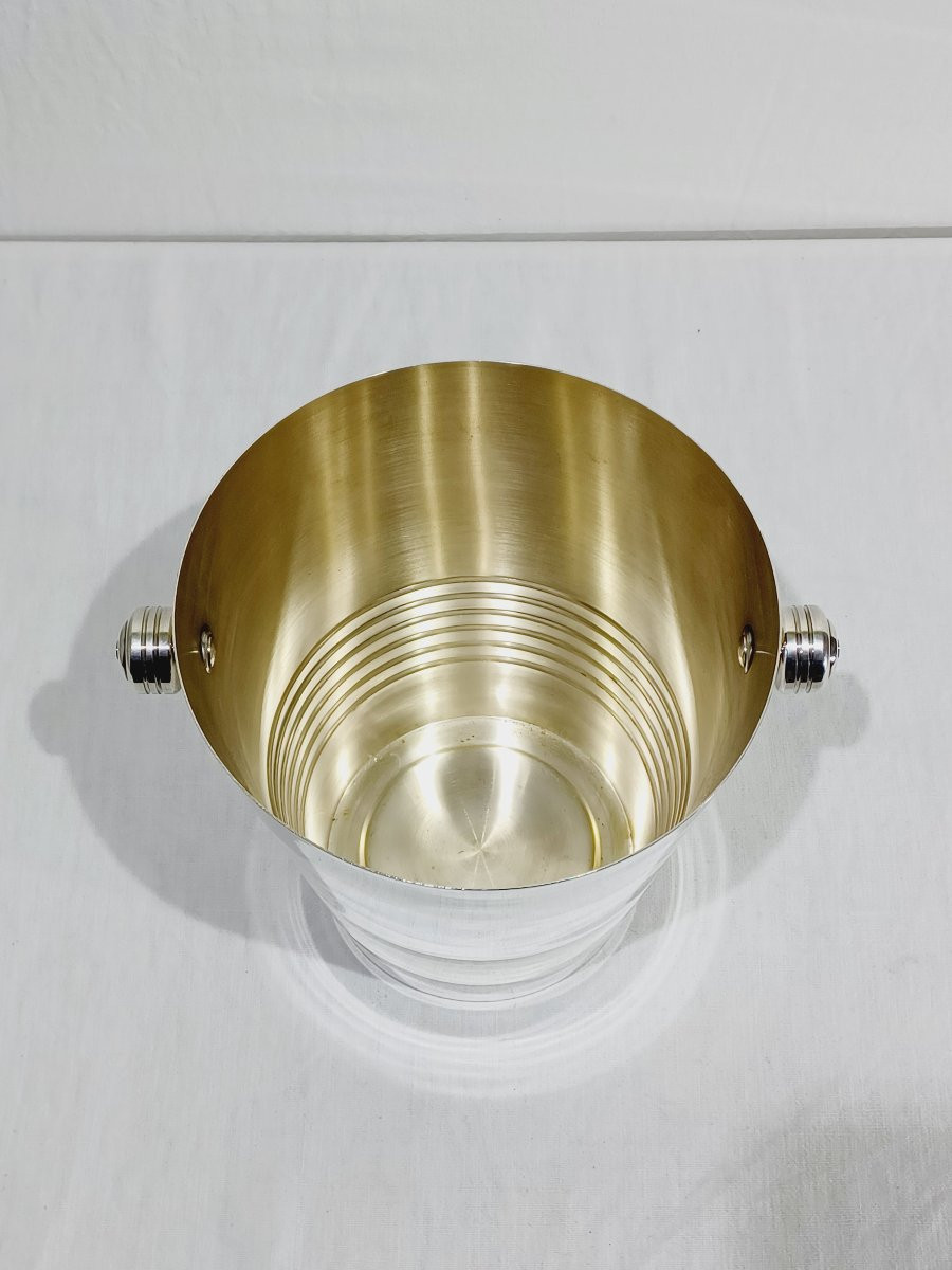 Silver-plated Champagne Bucket Engraved Auchan 25 Ans-photo-2
