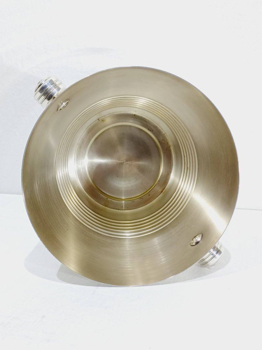 Silver-plated Champagne Bucket Engraved Auchan 25 Ans-photo-3