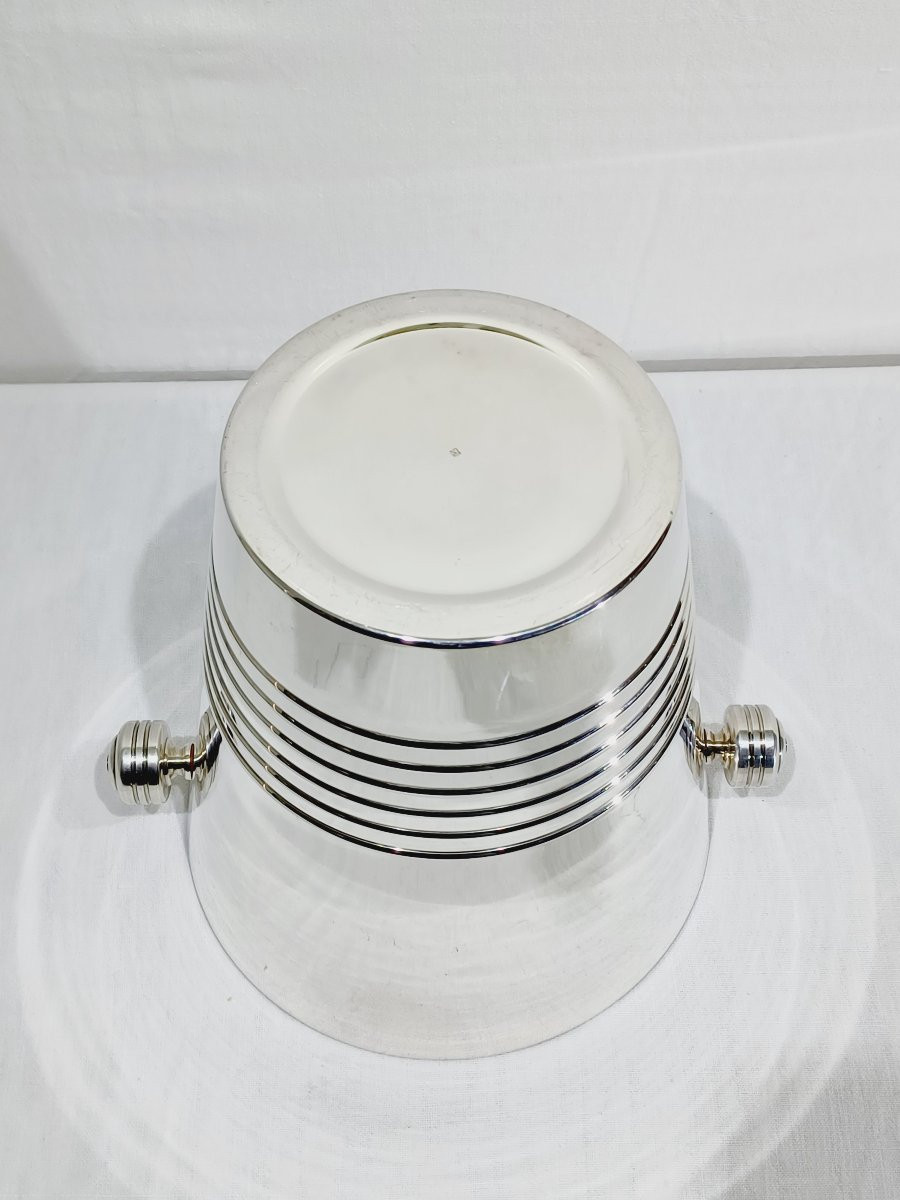 Silver-plated Champagne Bucket Engraved Auchan 25 Ans-photo-6