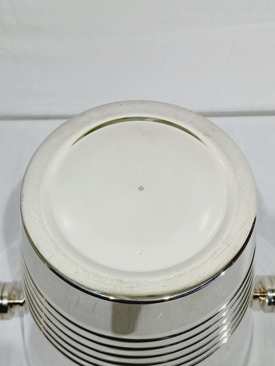 Silver-plated Champagne Bucket Engraved Auchan 25 Ans-photo-7