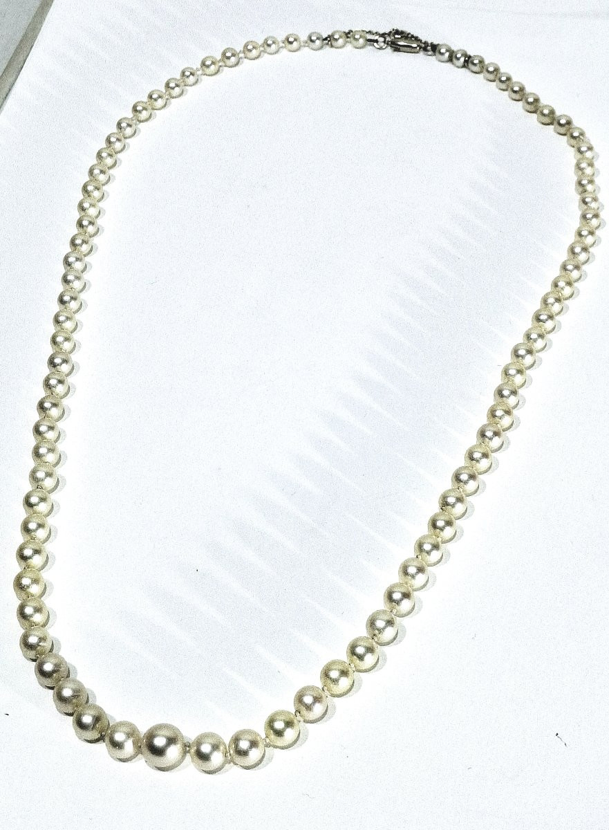 White Gold Pearl Clasp Necklace-photo-4