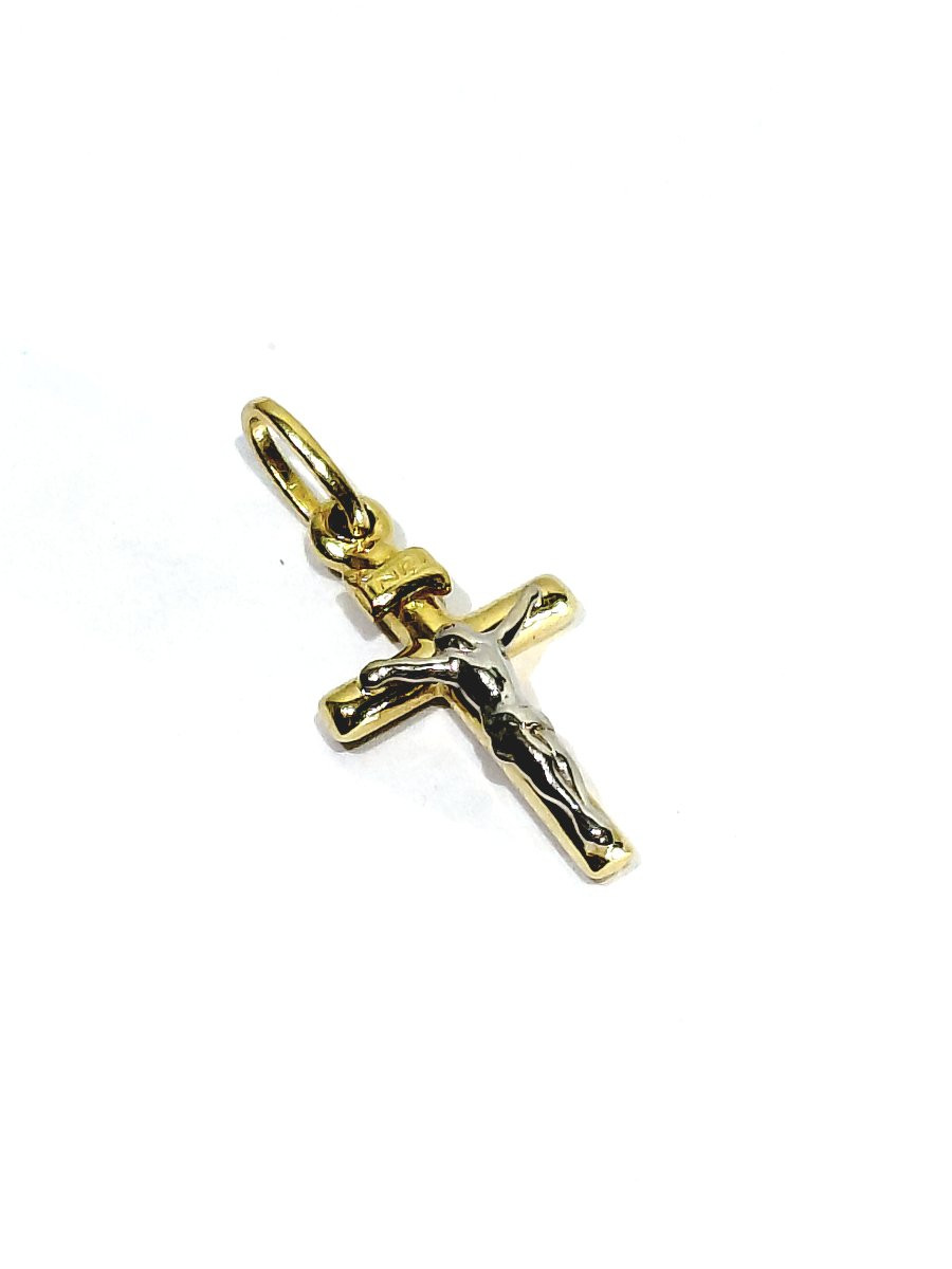 Yellow And White Gold Crucifix Pendant-photo-3