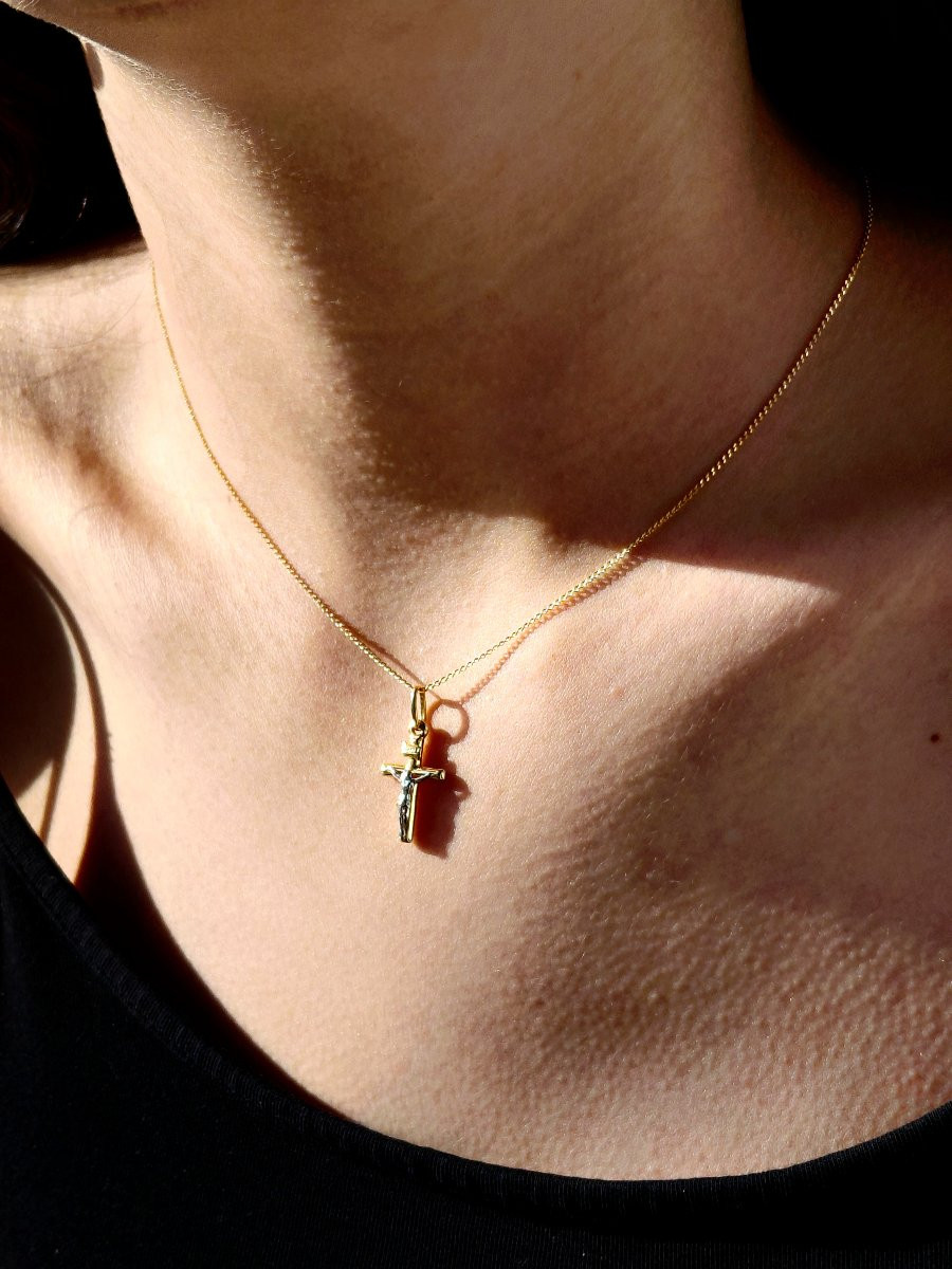 Yellow And White Gold Crucifix Pendant-photo-2