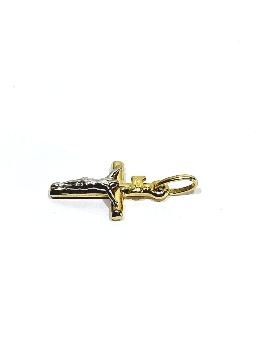 Yellow And White Gold Crucifix Pendant-photo-3