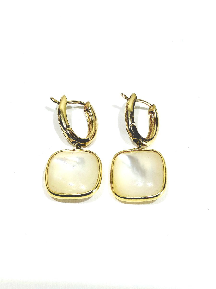 Paire de boucle d’oreilles en or et nacre-photo-4