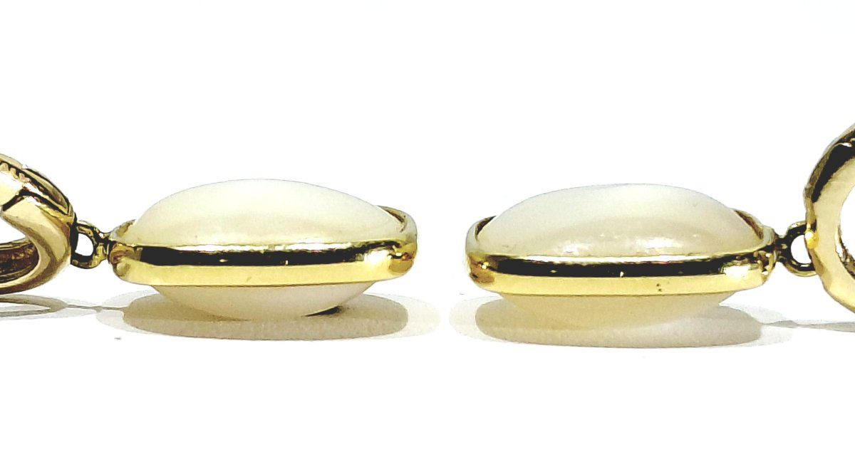 Paire de boucle d’oreilles en or et nacre-photo-5