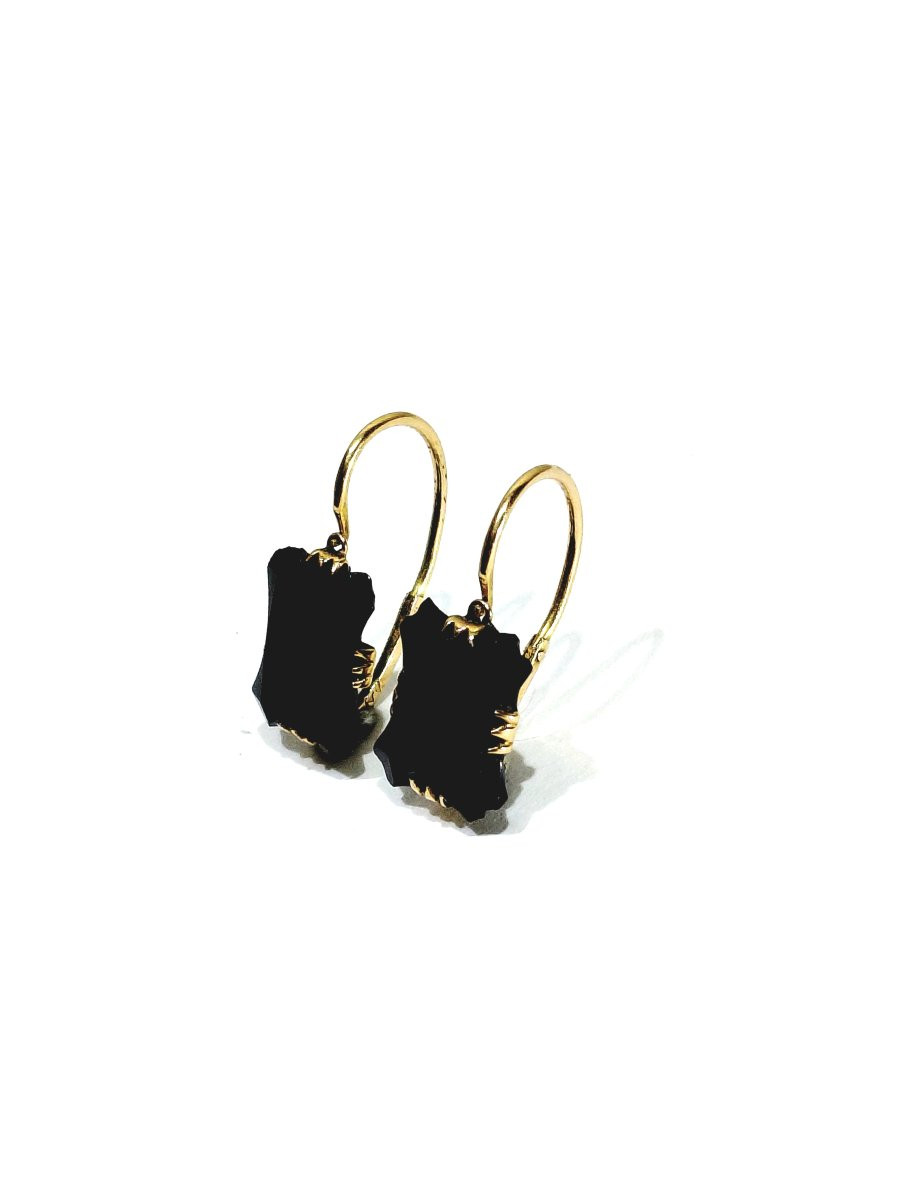 Paire de boucle d’oreille or et onyx 1819-1838-photo-1