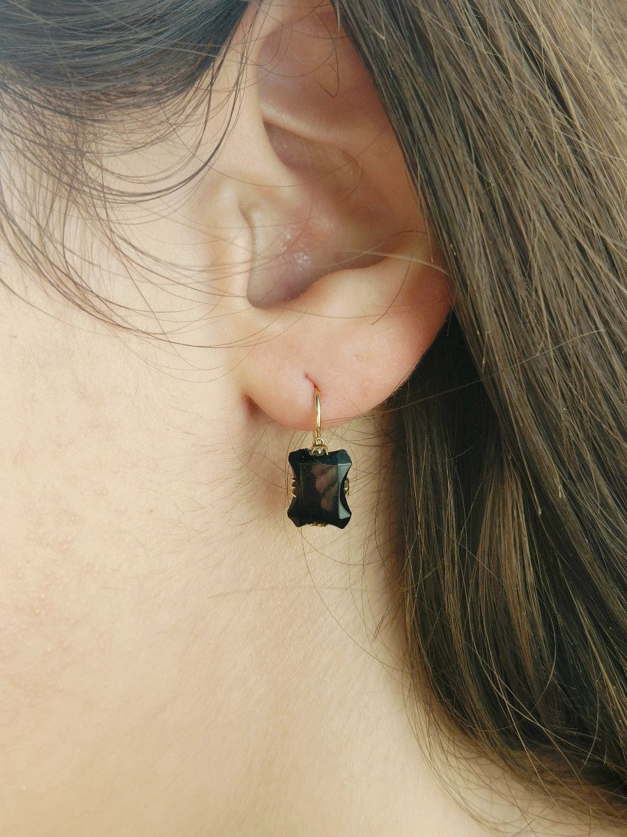 Paire de boucle d’oreille or et onyx 1819-1838-photo-7