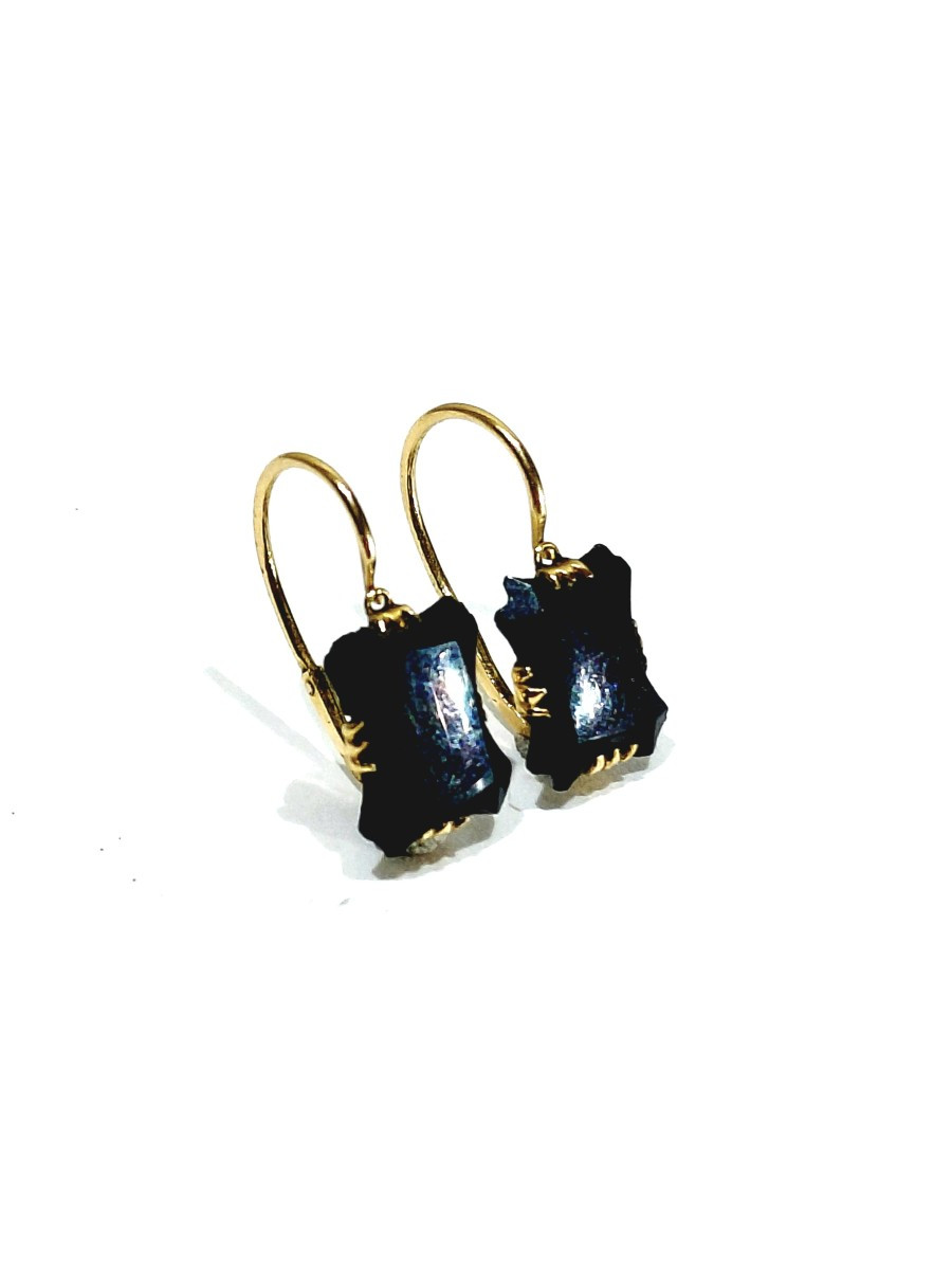 Paire de boucle d’oreille or et onyx 1819-1838