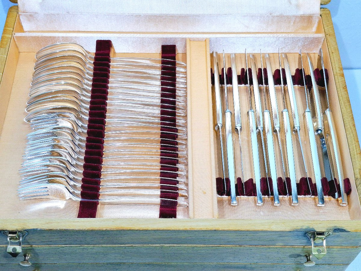 Ménagère Georg Jensen - Cypress Model - 133 Pieces, Sterling Silver-photo-4