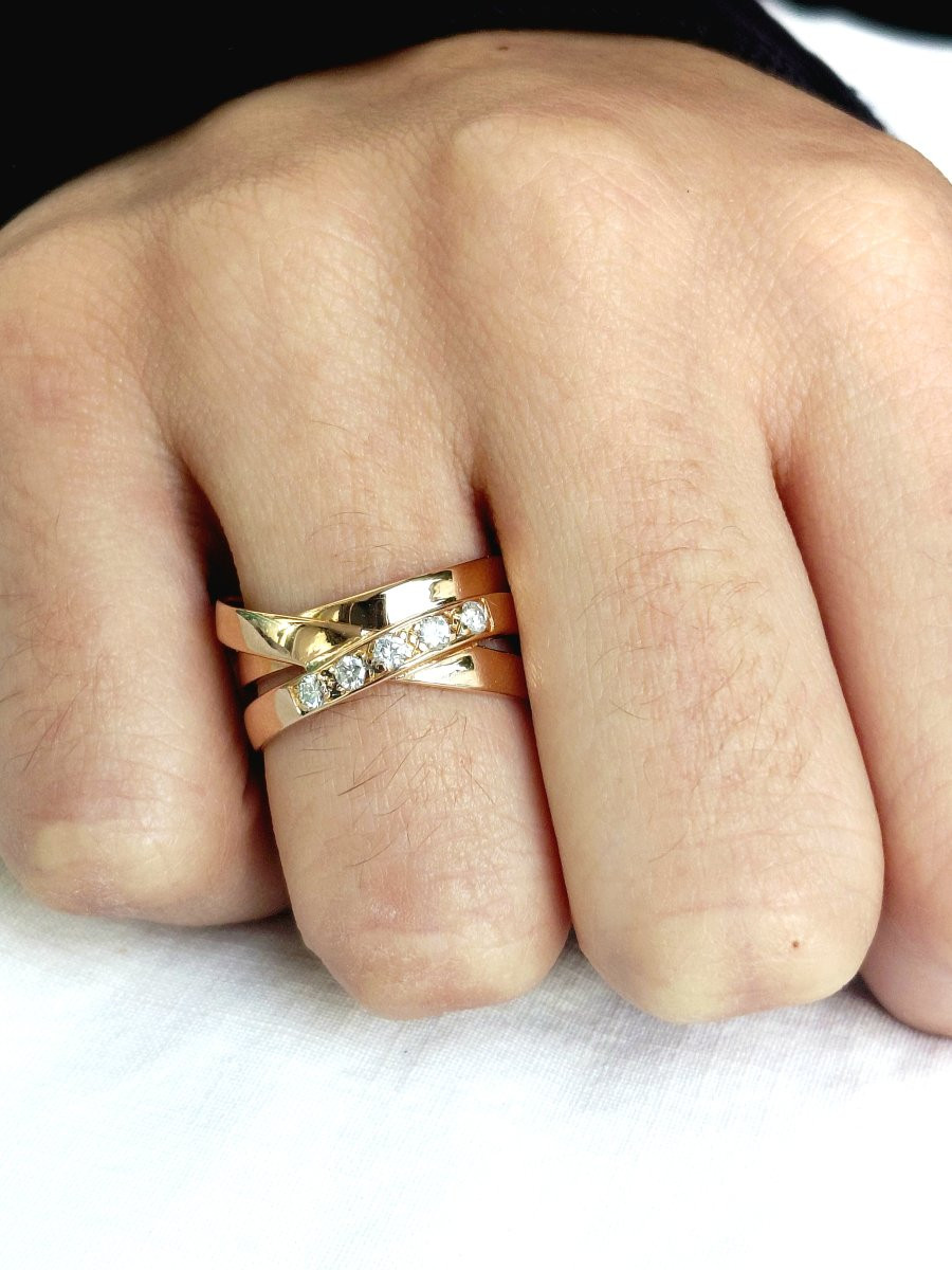 Bague mouvement or et diamants-photo-2