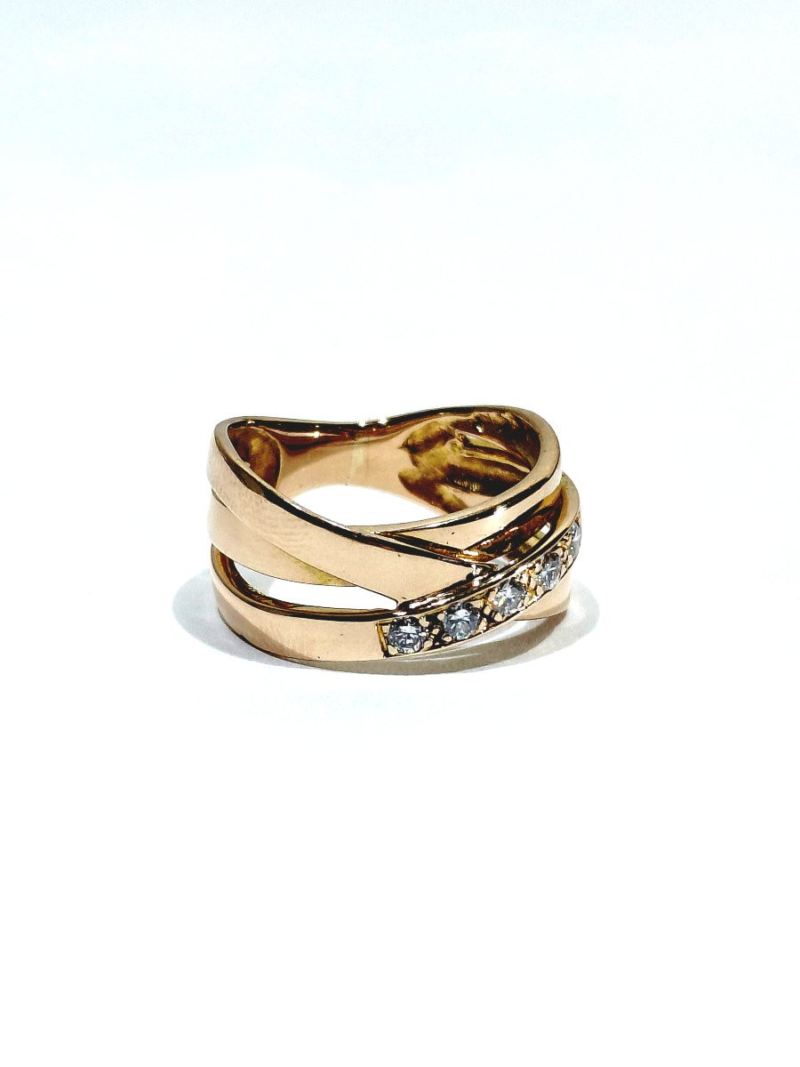 Bague mouvement or et diamants-photo-4
