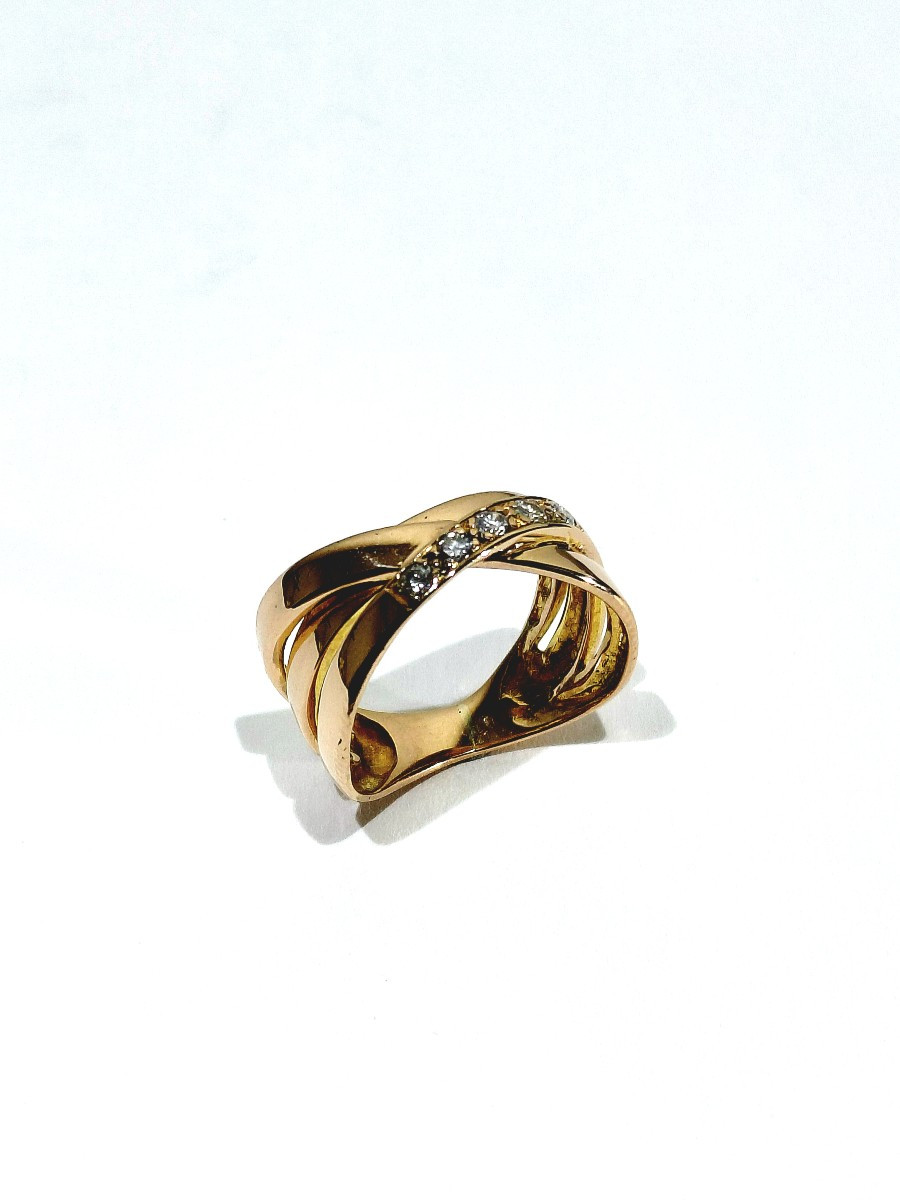 Bague mouvement or et diamants