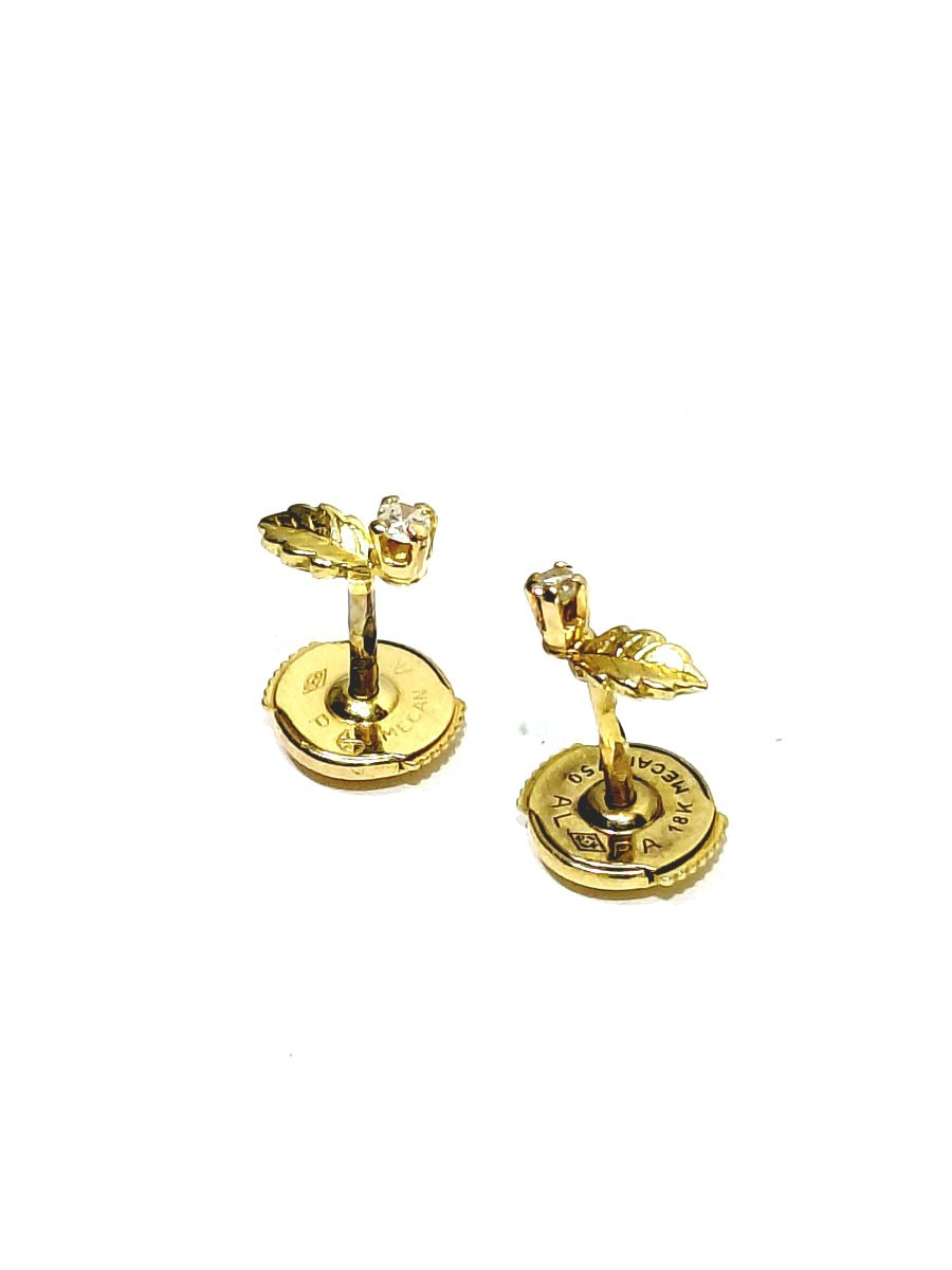 Paire De Boucle D'oreilles Or Et Diamants -photo-3