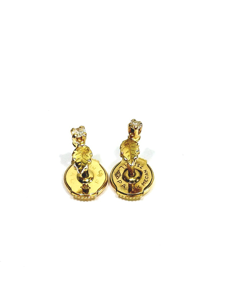Paire De Boucle D'oreilles Or Et Diamants -photo-2