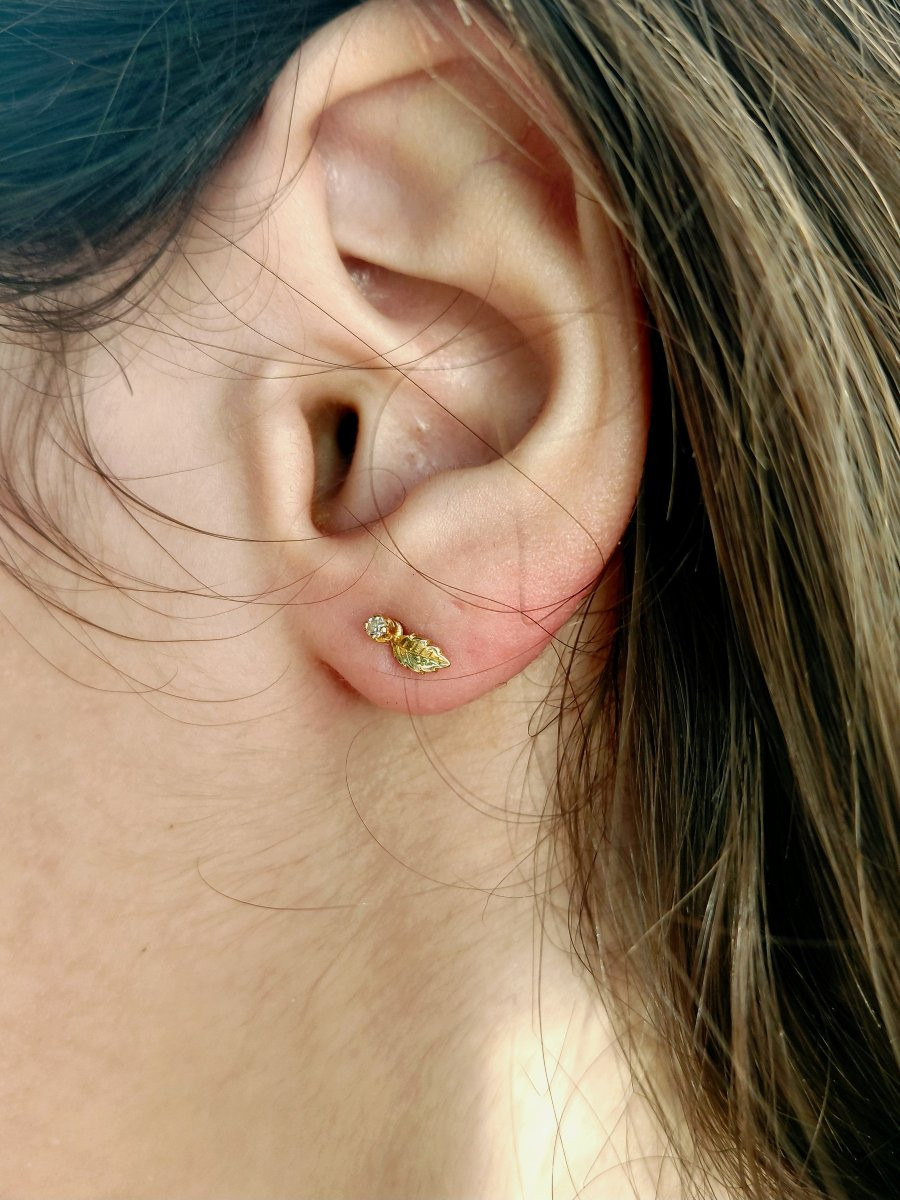 Paire De Boucle D'oreilles Or Et Diamants -photo-8