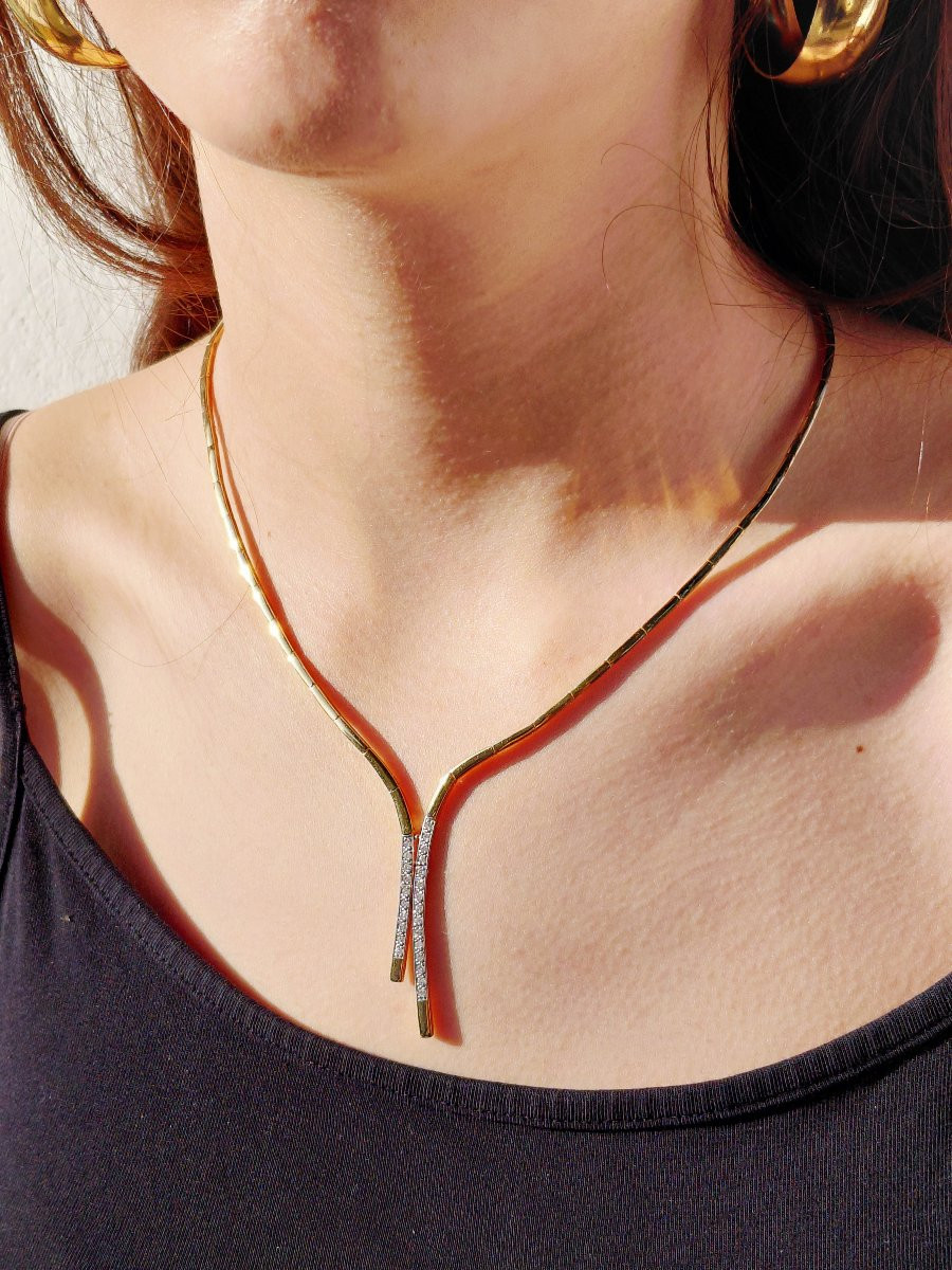 18-carat Champagne Gold And Diamond Necklace-photo-7