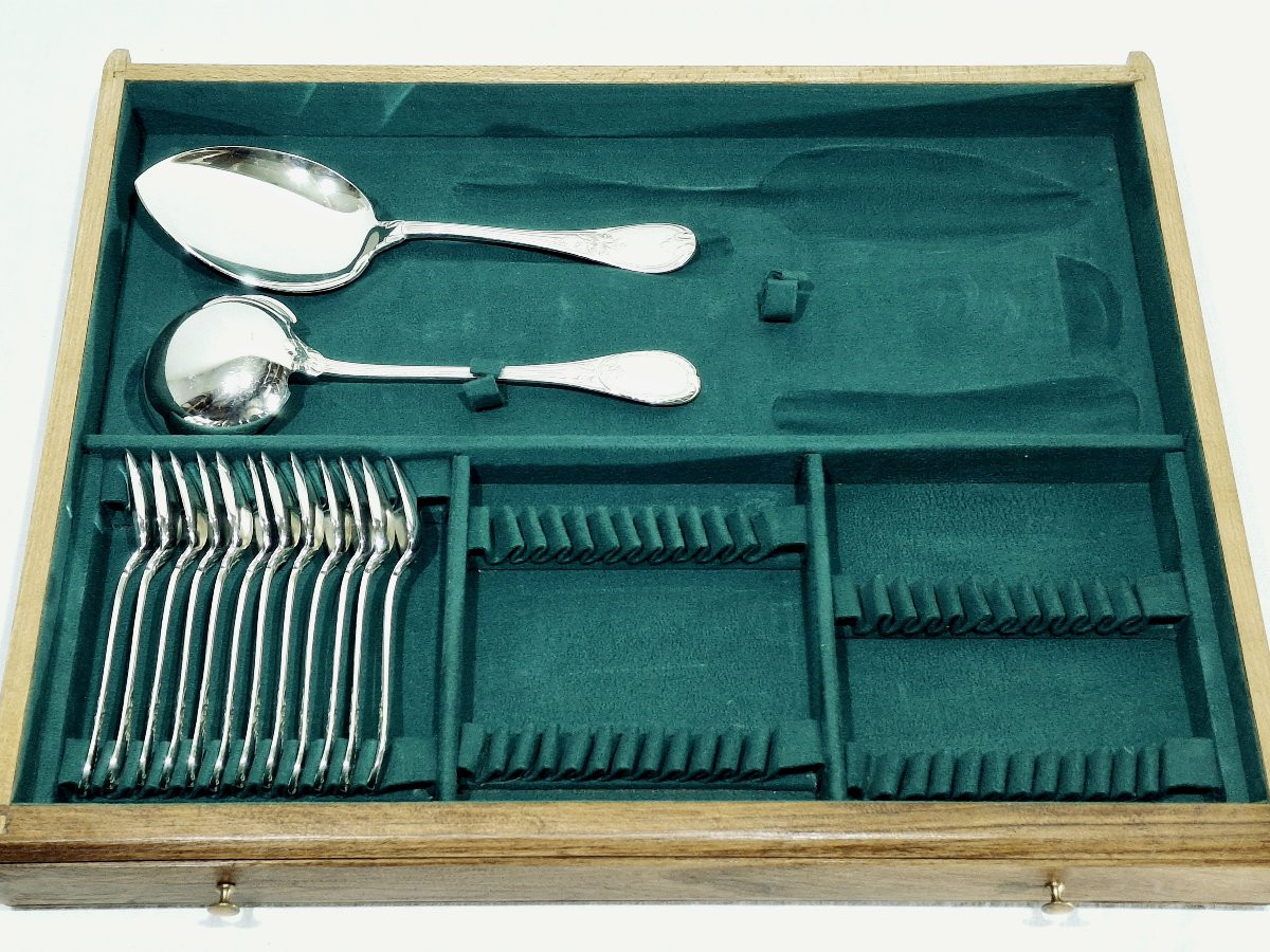 Ménagère Christofle - Modèle Trianon - 155 Pièces, Métal Argenté -photo-3