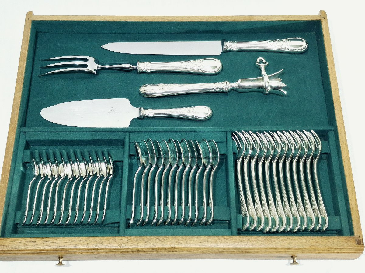 Ménagère Christofle - Modèle Trianon - 155 Pièces, Métal Argenté -photo-4