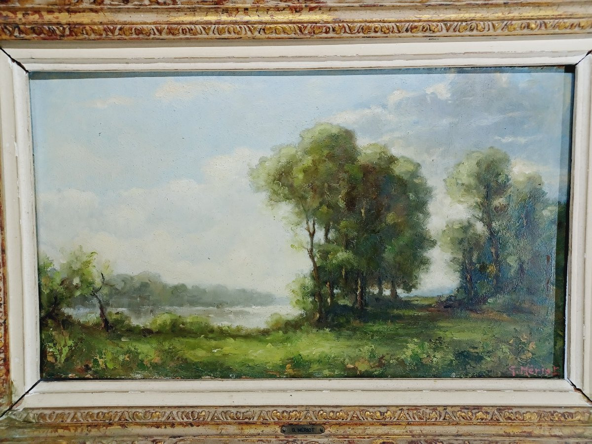 G. Mériot - Oil On Panel "the Creuse At Bénévent"-photo-2