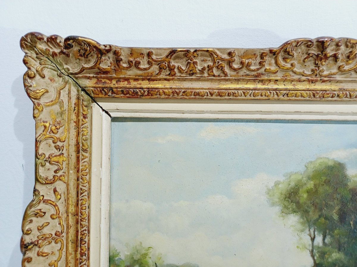 G. Mériot - Oil On Panel "the Creuse At Bénévent"-photo-3