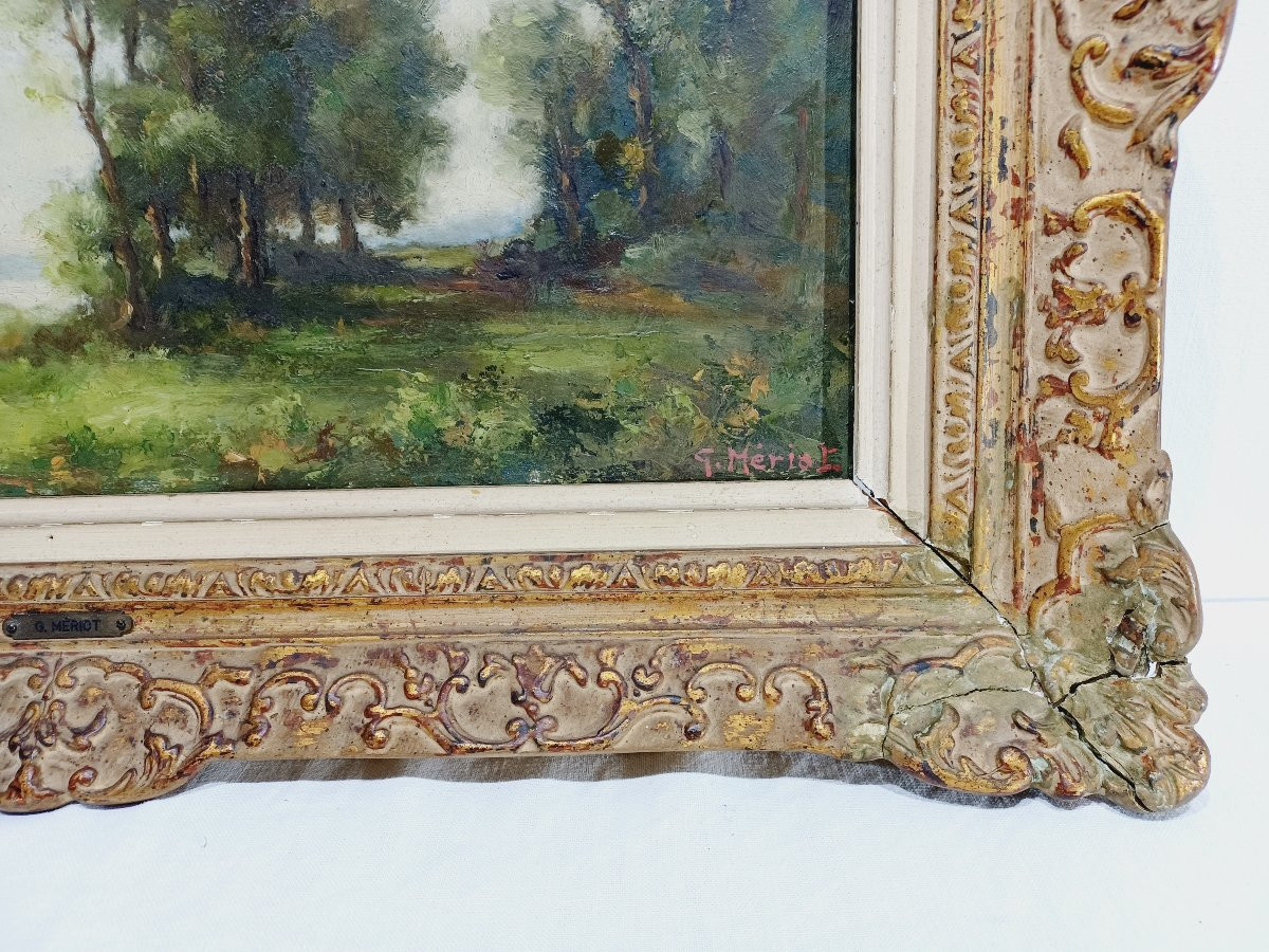 G. Mériot - Oil On Panel "the Creuse At Bénévent"-photo-1