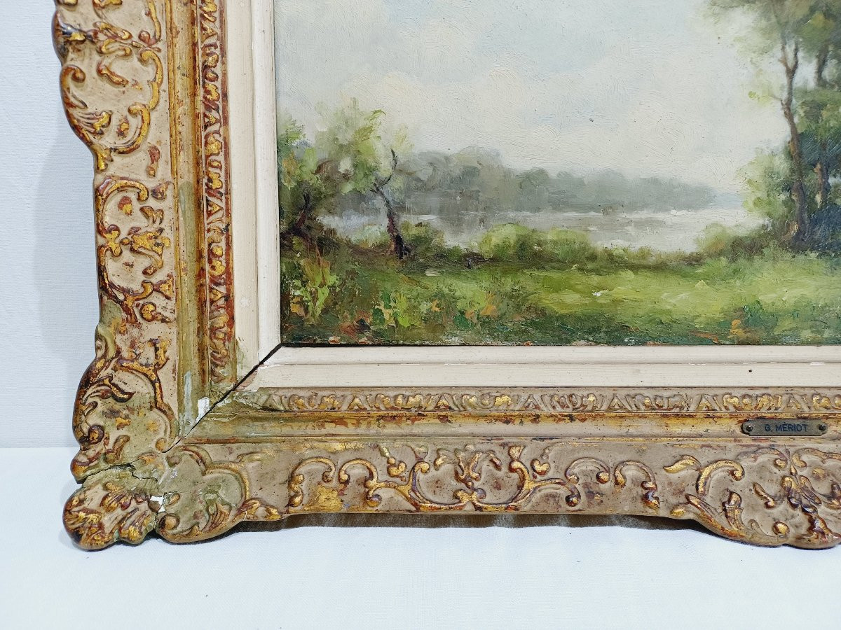 G. Mériot - Oil On Panel "the Creuse At Bénévent"-photo-2
