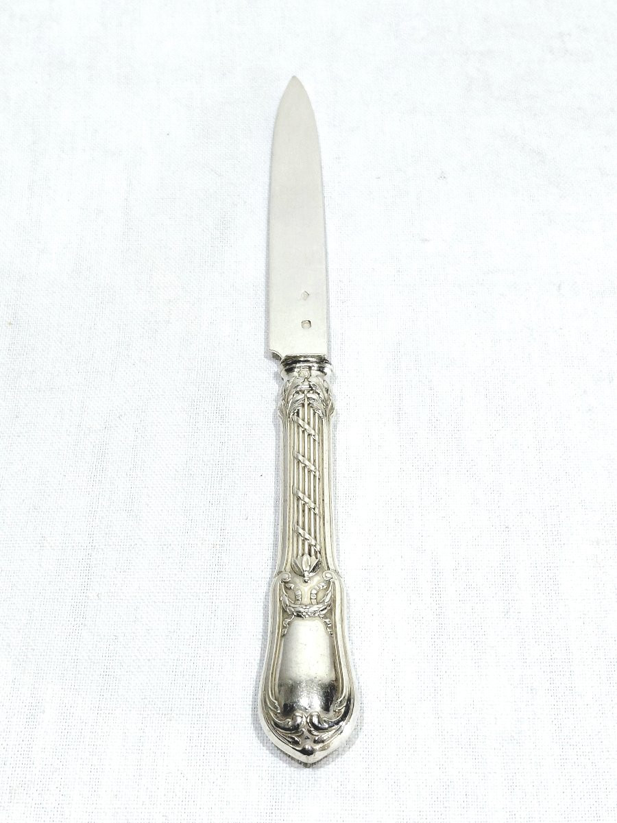 10 Couteaux à fruit en argent de style Louis XVI -photo-3