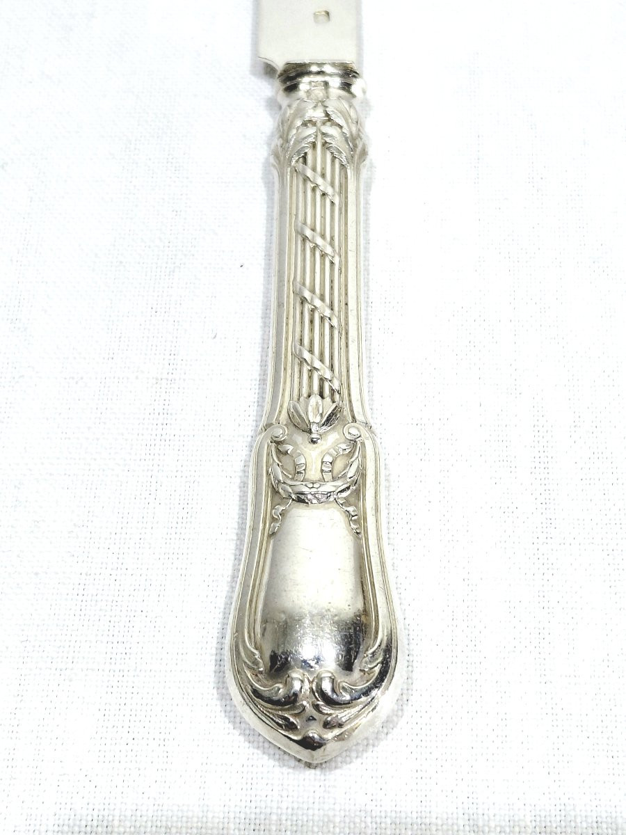 10 Couteaux à fruit en argent de style Louis XVI -photo-4