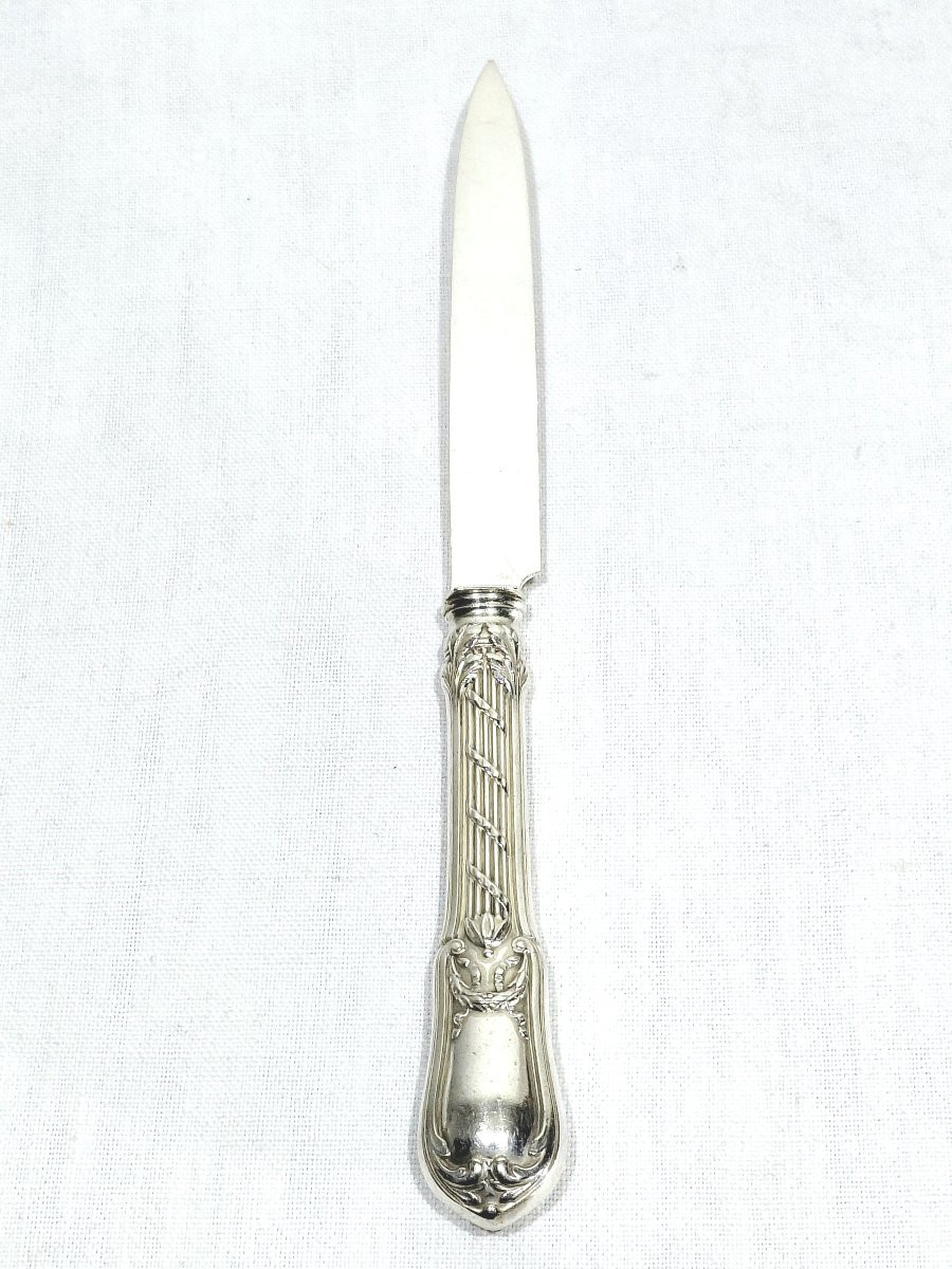 10 Couteaux à fruit en argent de style Louis XVI -photo-3