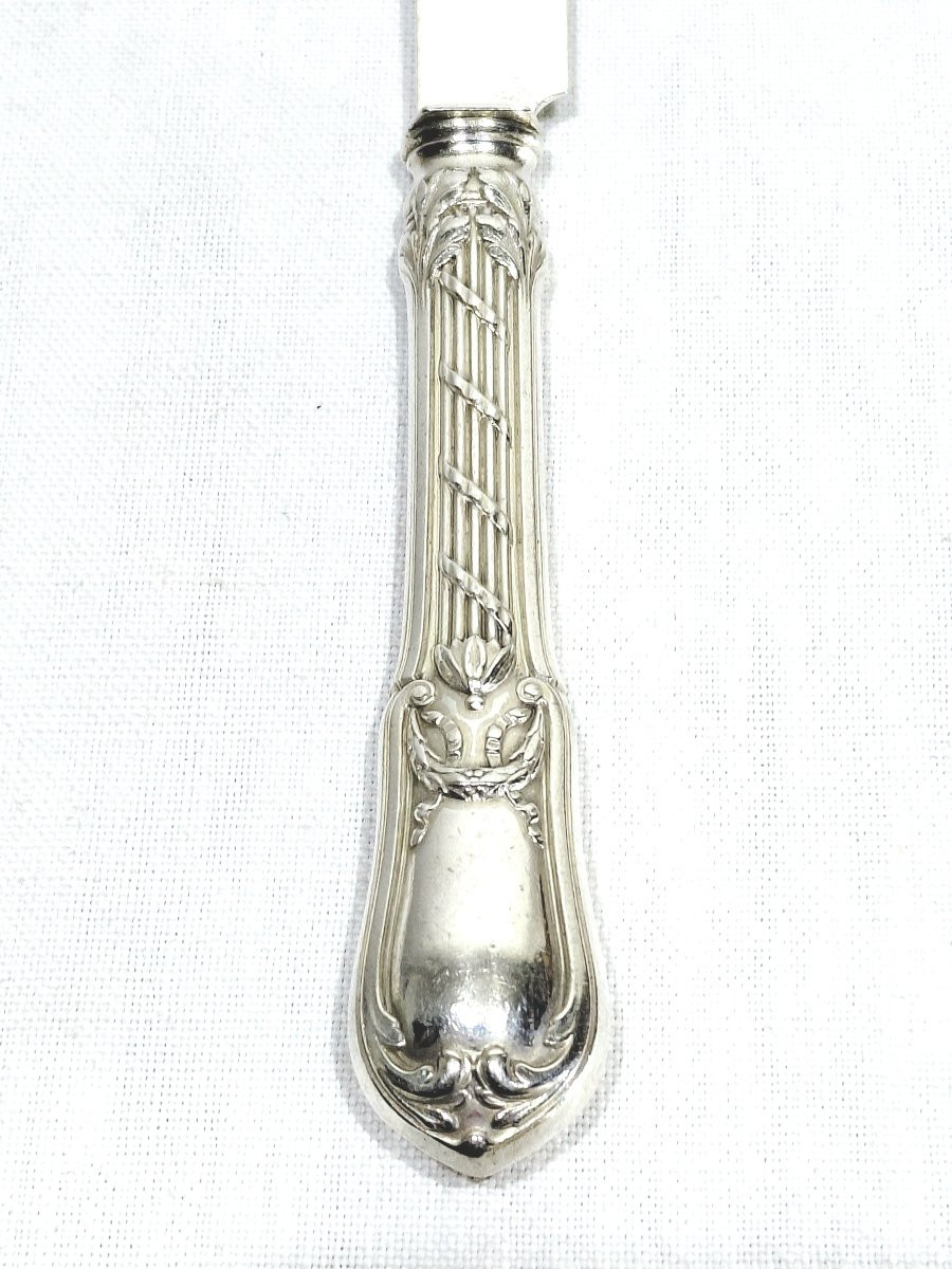 10 Couteaux à fruit en argent de style Louis XVI -photo-4