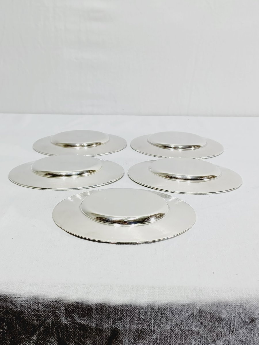 5 DESSOUS DE BOUTEILLES EN MÉTAL ARGENTÉ-photo-8