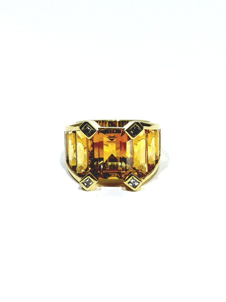 Bague en or citrines et diamants-photo-3