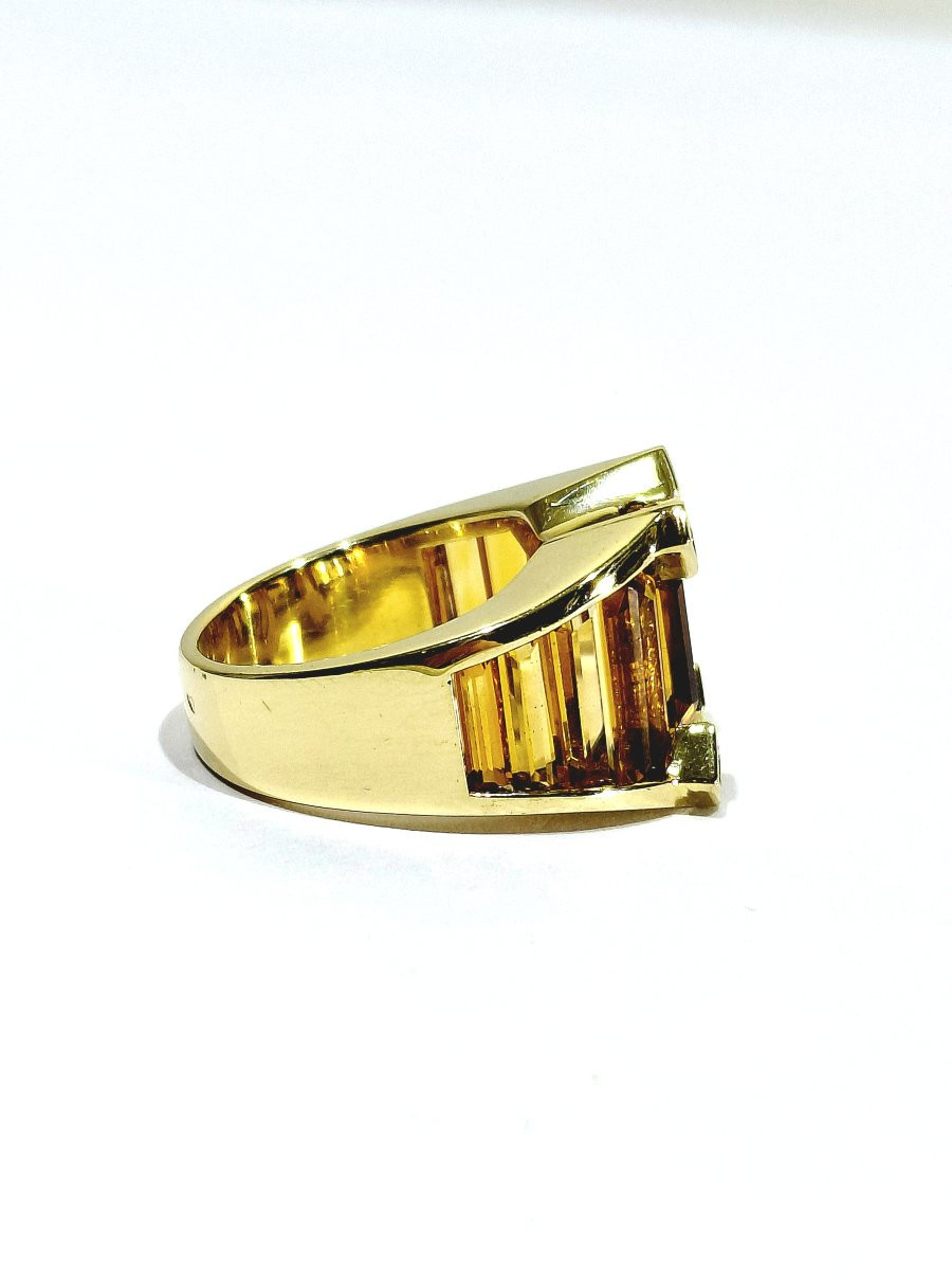 Bague en or citrines et diamants-photo-2