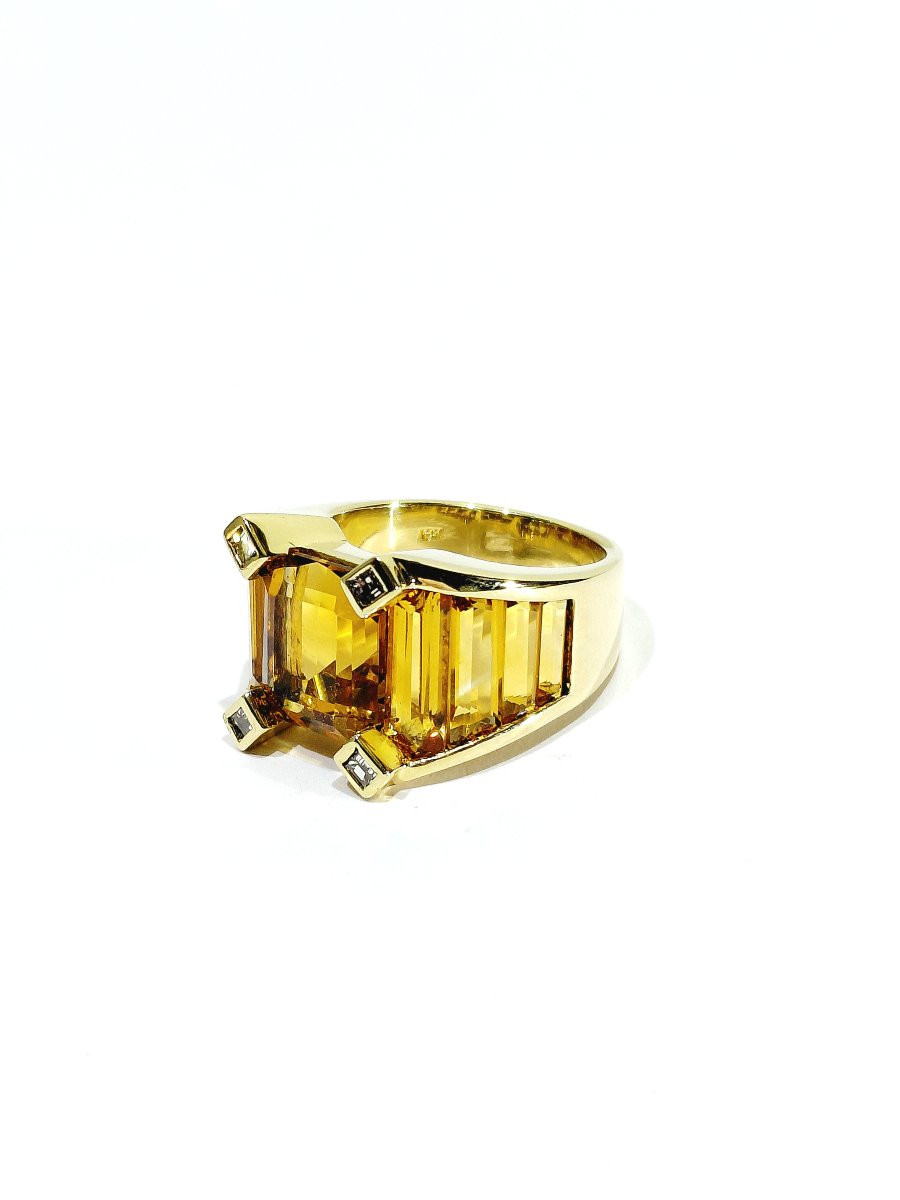 Bague en or citrines et diamants-photo-4