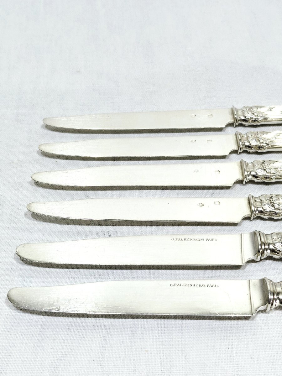 Georges Flakenberg - 6 Silver Fruit Knives-photo-2