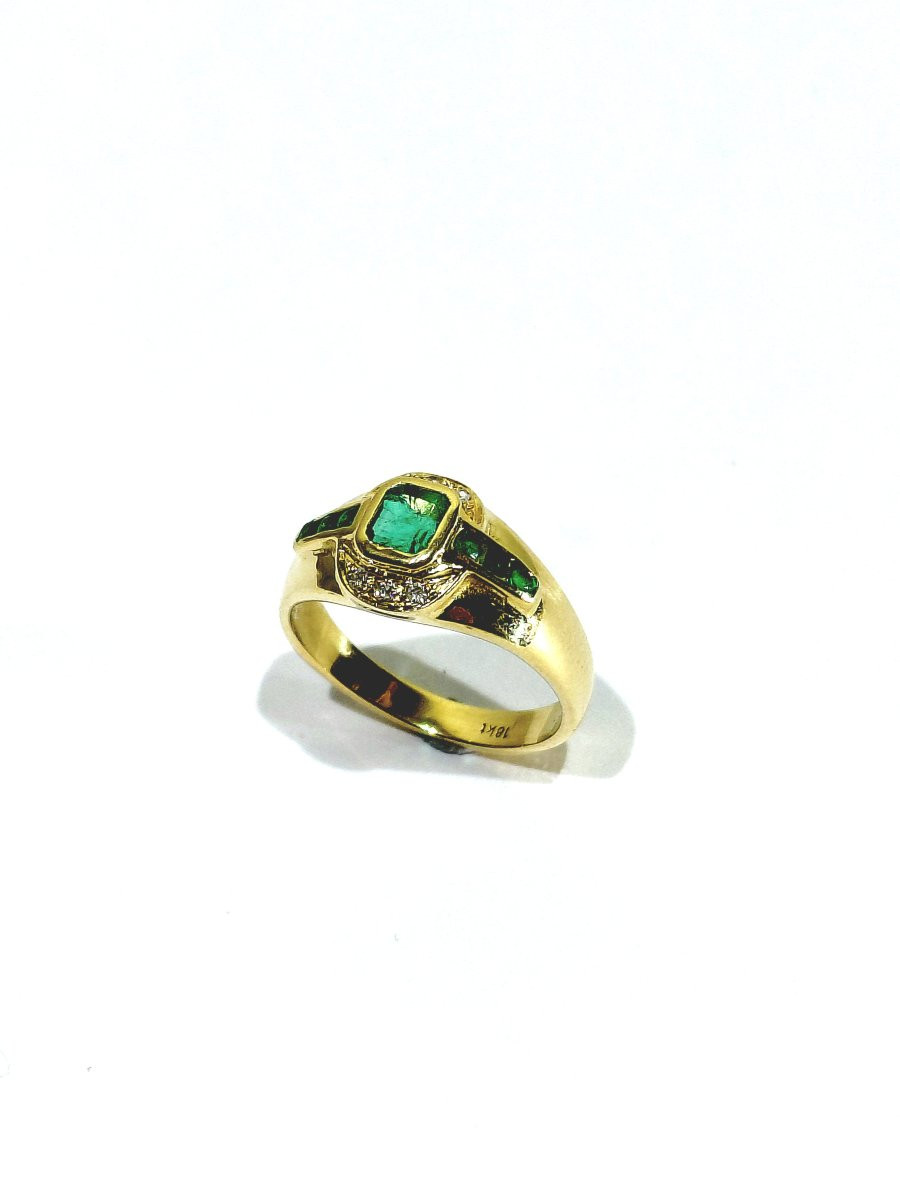 Emerald Diamond Gold Ring-photo-2