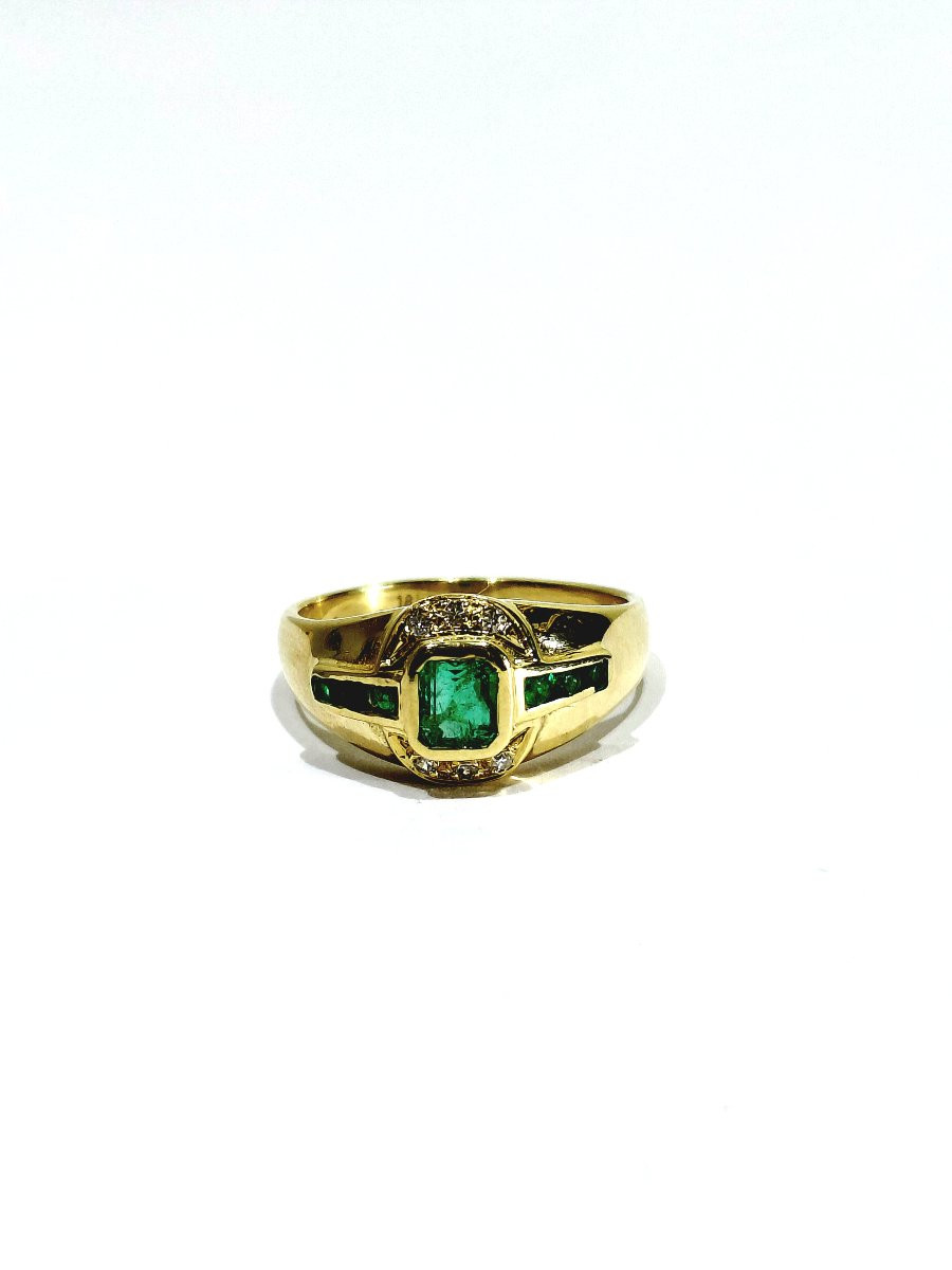 Emerald Diamond Gold Ring-photo-3