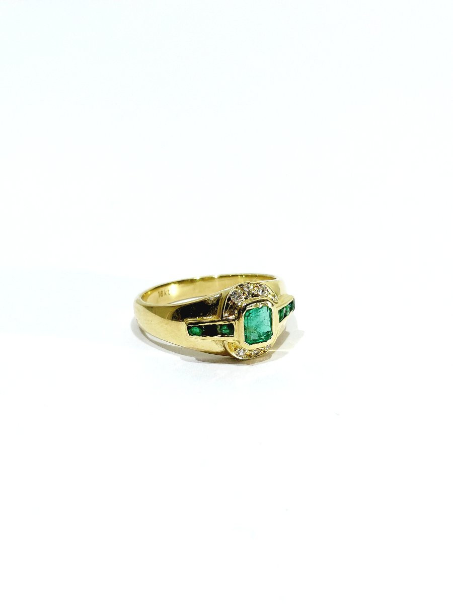 Emerald Diamond Gold Ring-photo-3