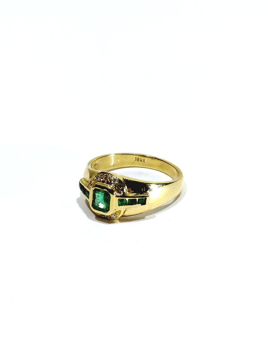 Emerald Diamond Gold Ring-photo-4
