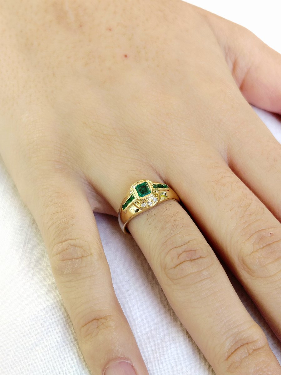 Emerald Diamond Gold Ring-photo-7