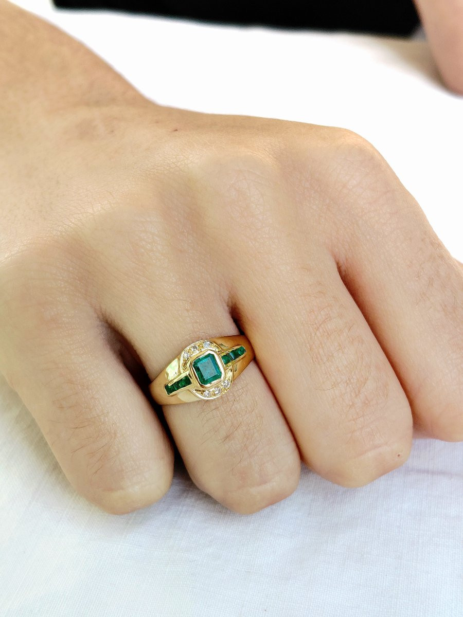 Emerald Diamond Gold Ring-photo-8