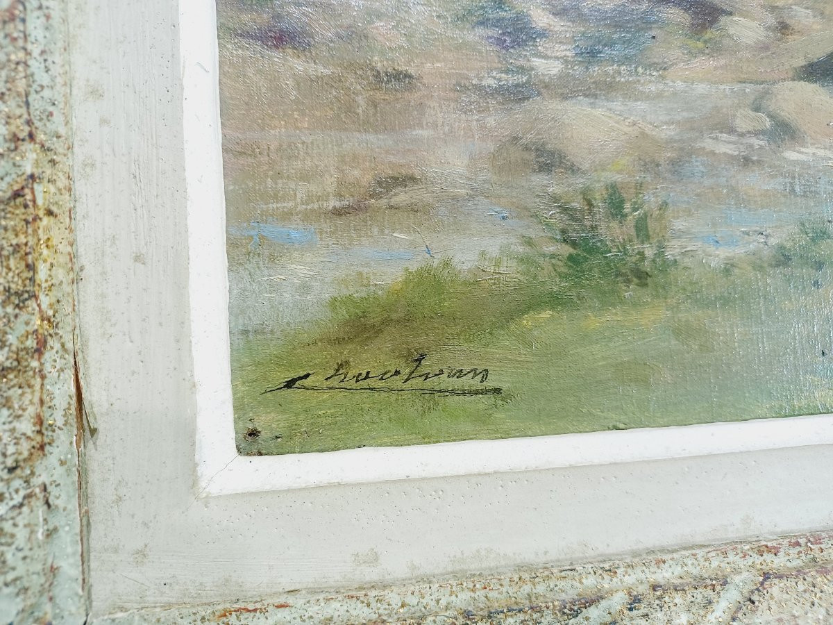 Huile sur toile - la rivière-photo-3