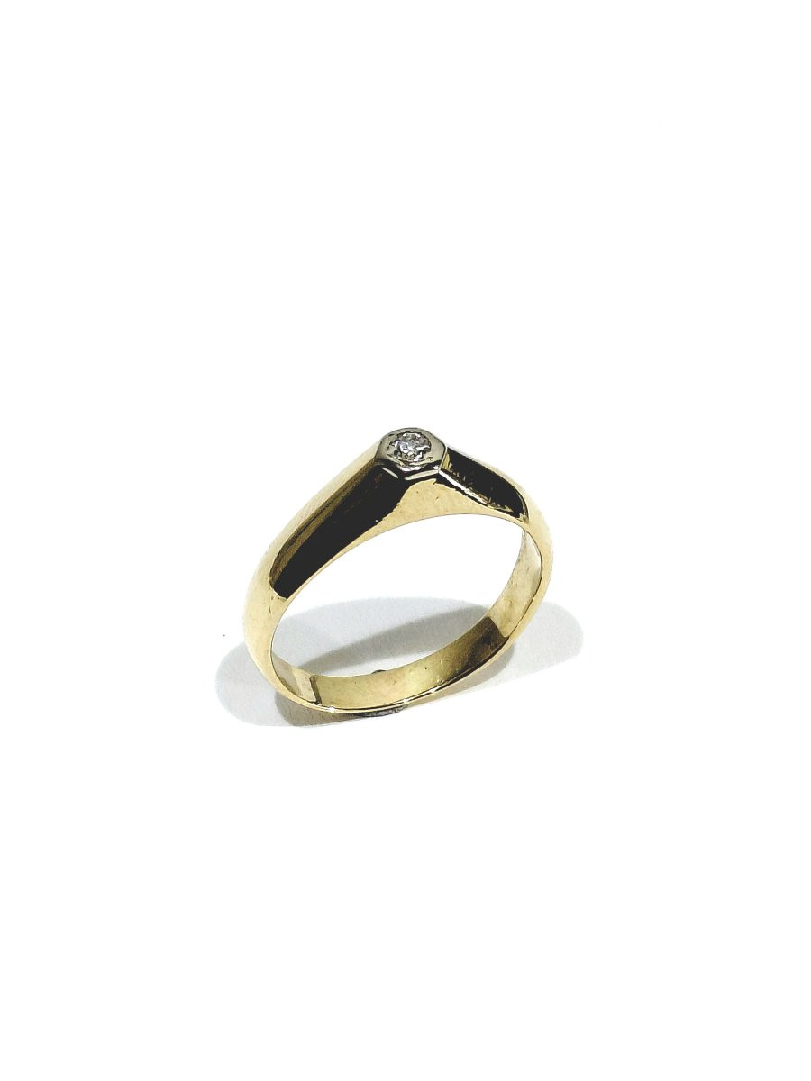 Bague dôme or jaune 18 carats et diamant-photo-2