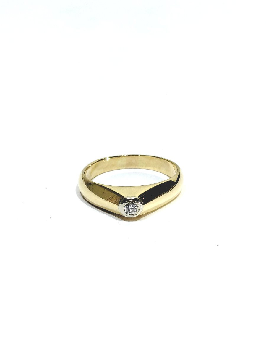 Bague dôme or jaune 18 carats et diamant-photo-3