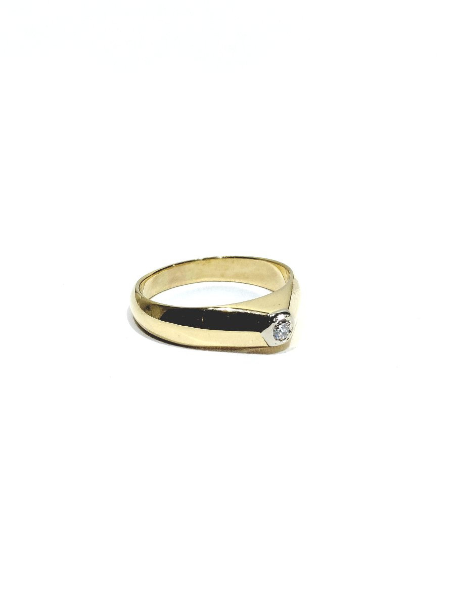 Bague dôme or jaune 18 carats et diamant-photo-3