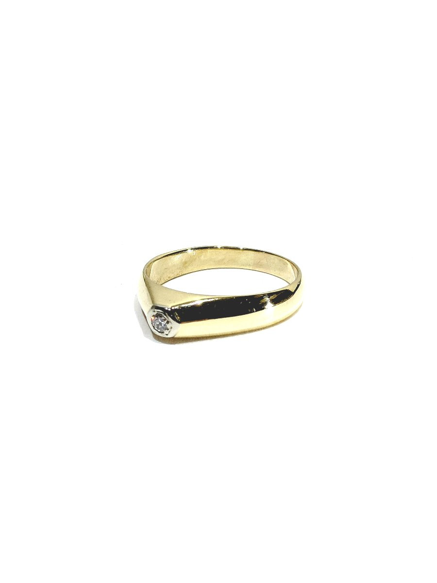 Bague dôme or jaune 18 carats et diamant-photo-4