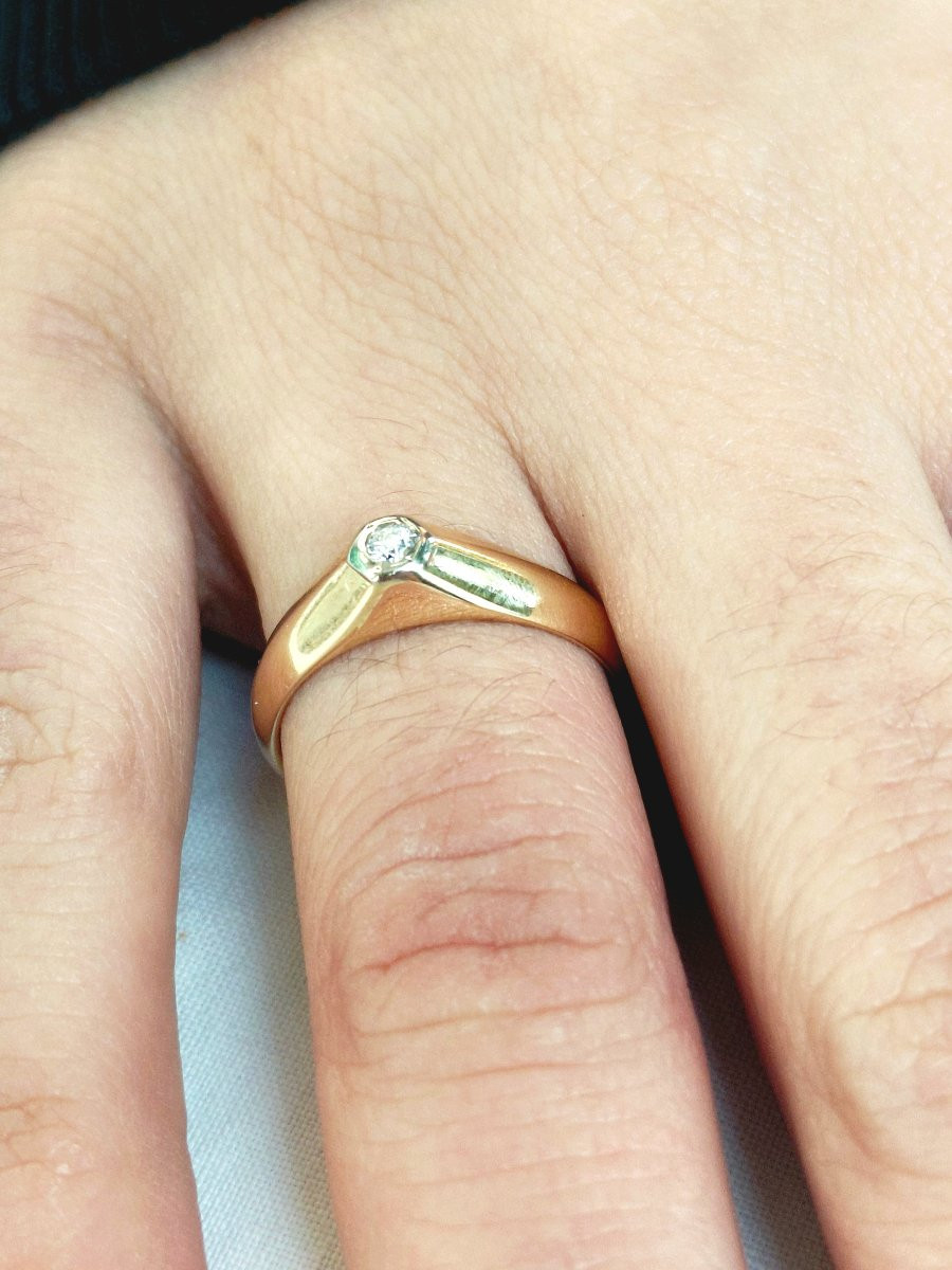 Bague dôme or jaune 18 carats et diamant-photo-7