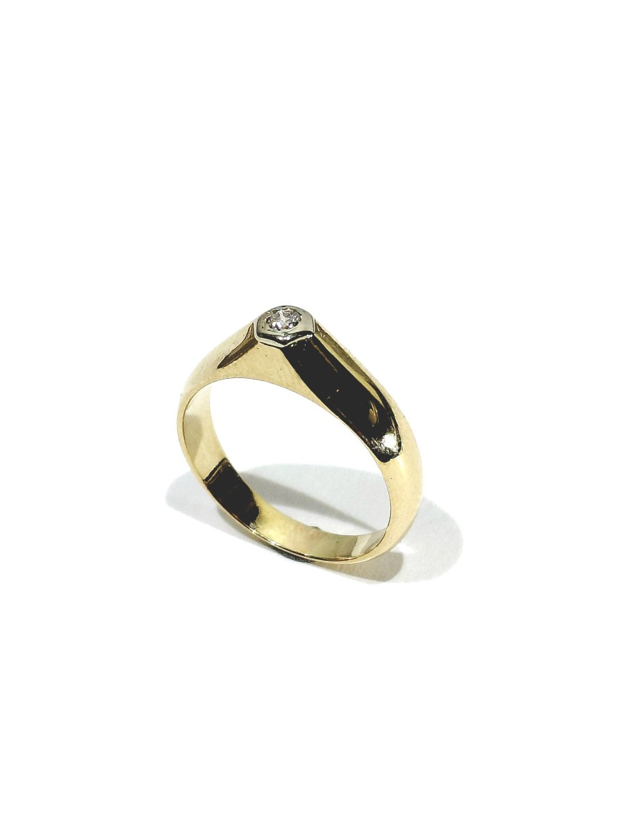 Bague dôme or jaune 18 carats et diamant