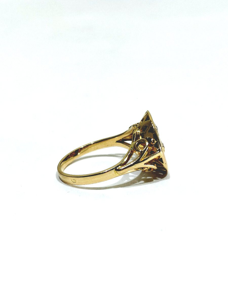 Augis - Gold Diamond And Ruby Ring-photo-3